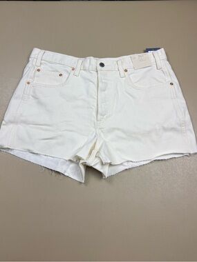 Universal Thread White Denim Shorts High Rise Cut Off Size 14 NWT